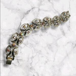 Vintage Coro Aurora‎ Borealis Rhinestone Link Bracelet Corocraft
